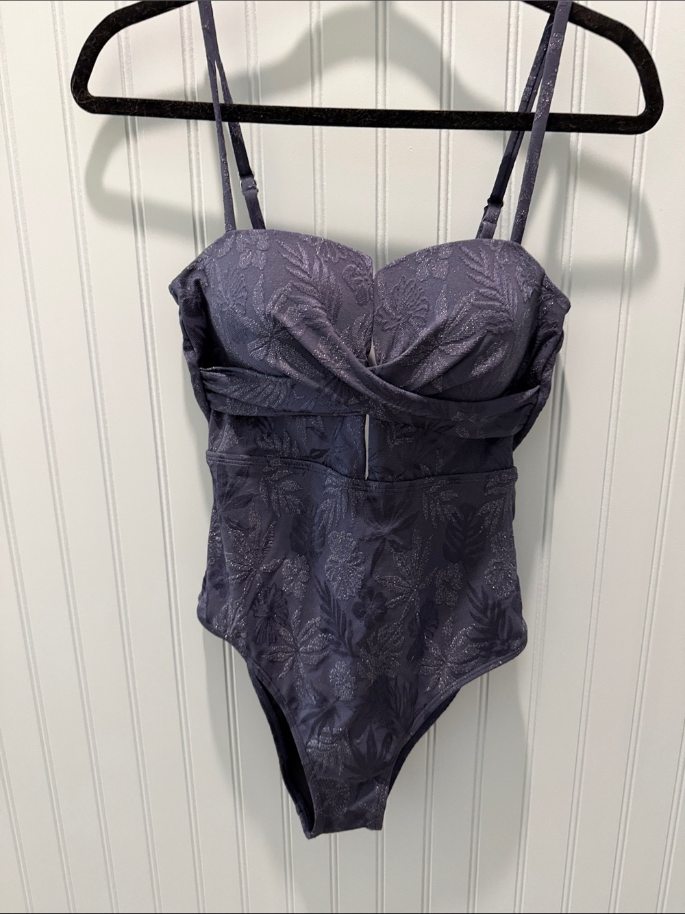 Cupshe Shimmery Slate Floral One-Piece Swimsuit